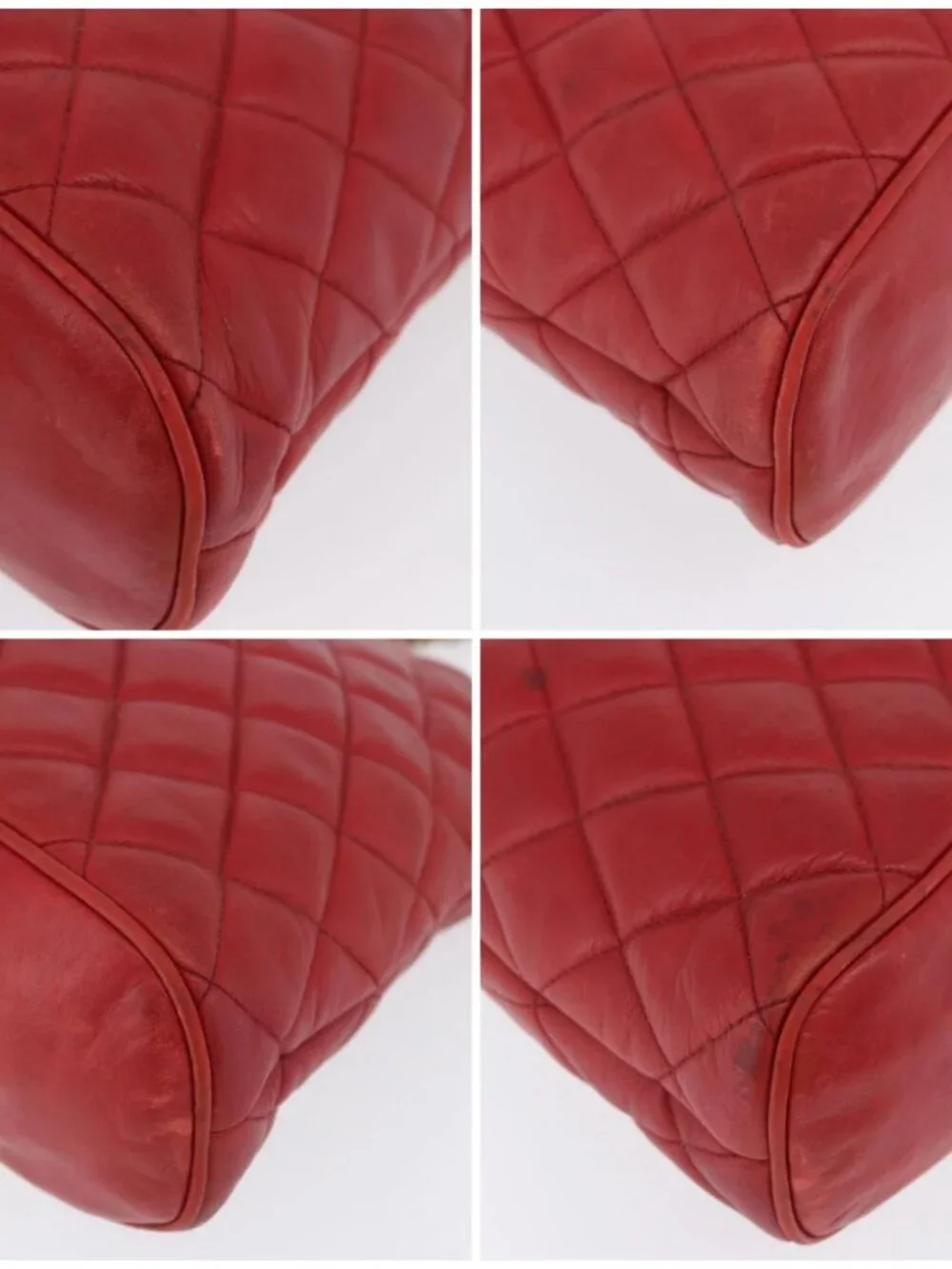 CHANEL Matelasse Chain Shoulder Bag Leather Red Gold CC Auth 169739